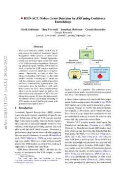 RED-ACE: Robust Error Detection for ASR using Confidence Embeddings
