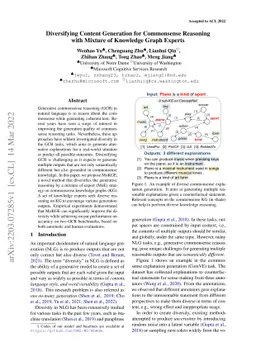 Diversifying Content Generation for Commonsense Reasoning with Mixture
  of Knowledge Graph Experts