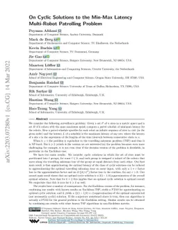On Cyclic Solutions to the Min-Max Latency Multi-Robot Patrolling
  Problem