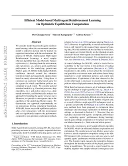 Efficient Model-based Multi-agent Reinforcement Learning via Optimistic
  Equilibrium Computation