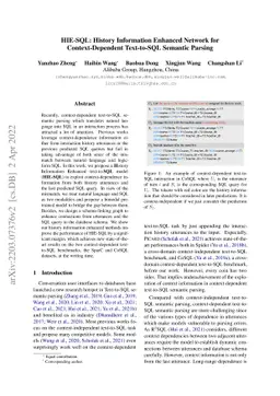HIE-SQL: History Information Enhanced Network for Context-Dependent
  Text-to-SQL Semantic Parsing