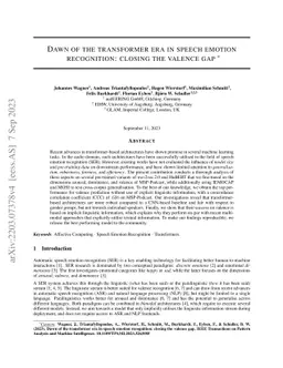 Dawn of the transformer era in speech emotion recognition: closing the
  valence gap