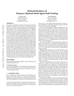 Refined Hardness of Distance-Optimal Multi-Agent Path Finding