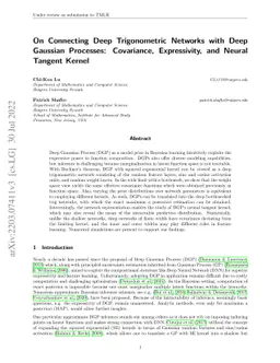 On Connecting Deep Trigonometric Networks with Deep Gaussian Processes:
  Covariance, Expressivity, and Neural Tangent Kernel