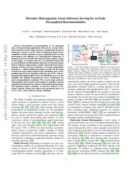 Hercules: Heterogeneity-Aware Inference Serving for At-Scale
  Personalized Recommendation