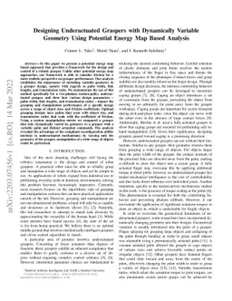 Designing Underactuated Graspers with Dynamically Variable Geometry Using Potential Energy Map Based Analysis