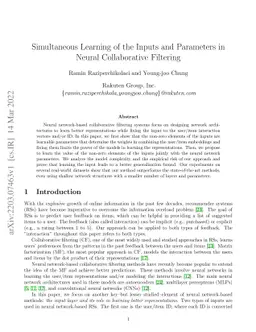 Simultaneous Learning of the Inputs and Parameters in Neural
  Collaborative Filtering
