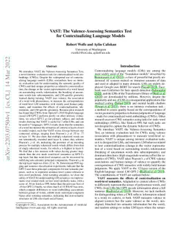 VAST: The Valence-Assessing Semantics Test for Contextualizing Language
  Models