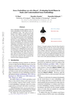 Sense Embeddings are also Biased--Evaluating Social Biases in Static and
  Contextualised Sense Embeddings