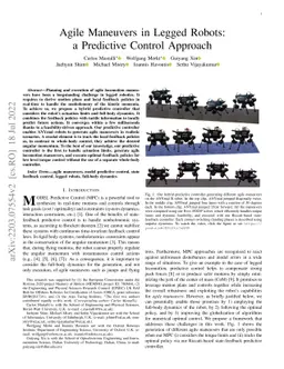 Agile Maneuvers in Legged Robots: a Predictive Control Approach