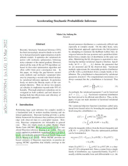 Accelerating Stochastic Probabilistic Inference