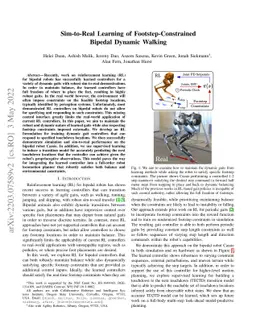 Sim-to-Real Learning of Footstep-Constrained Bipedal Dynamic Walking