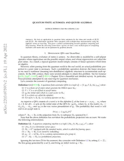Quantum Finite Automata and Quiver Algebras