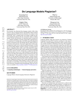 Do Language Models Plagiarize?