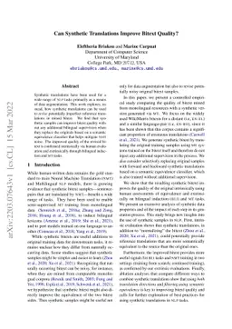 Can Synthetic Translations Improve Bitext Quality?