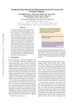 Seamlessly Integrating Factual Information and Social Content with
  Persuasive Dialogue