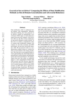 Generalized but not Robust? Comparing the Effects of Data Modification
  Methods on Out-of-Domain Generalization and Adversarial Robustness