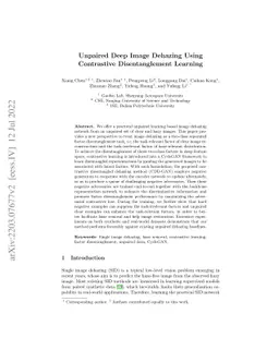 Unpaired Deep Image Dehazing Using Contrastive Disentanglement Learning