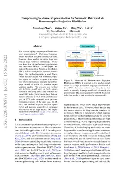 Compressing Sentence Representation for Semantic Retrieval via
  Homomorphic Projective Distillation