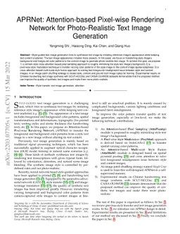 APRNet: Attention-based Pixel-wise Rendering Network for Photo-Realistic
  Text Image Generation