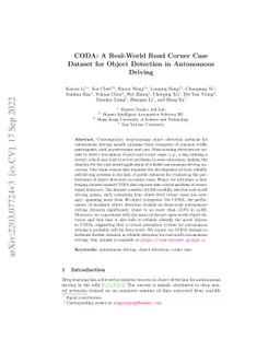 CODA: A Real-World Road Corner Case Dataset for Object Detection in
  Autonomous Driving
