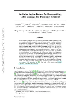 Revitalize Region Feature for Democratizing Video-Language Pre-training
  of Retrieval