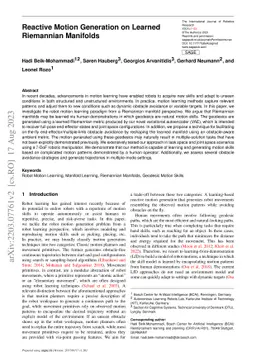 Reactive Motion Generation on Learned Riemannian Manifolds