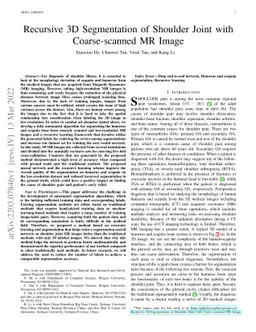 Recursive 3D Segmentation of Shoulder Joint with Coarse-scanned MR Image