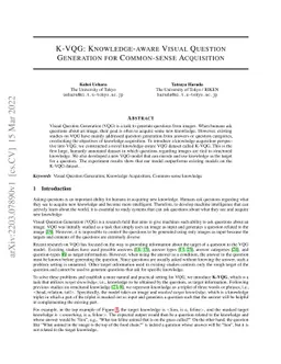 K-VQG: Knowledge-aware Visual Question Generation for Common-sense
  Acquisition