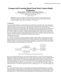 Unsupervised Learning Based Focal Stack Camera Depth Estimation