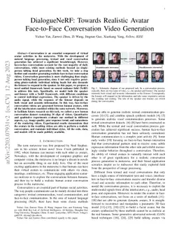 DialogueNeRF: Towards Realistic Avatar Face-to-Face Conversation Video
  Generation