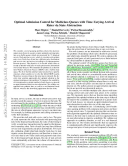 Optimal Admission Control for Multiclass Queues with Time-Varying
  Arrival Rates via State Abstraction