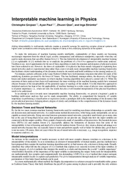 Interpretable machine learning in Physics