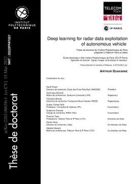 Deep learning for radar data exploitation of autonomous vehicle