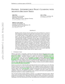 POETREE: Interpretable Policy Learning with Adaptive Decision Trees