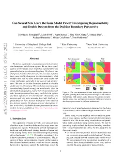 Can Neural Nets Learn the Same Model Twice? Investigating
  Reproducibility and Double Descent from the Decision Boundary Perspective