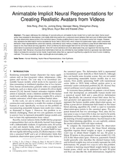 Animatable Implicit Neural Representations for Creating Realistic
  Avatars from Videos