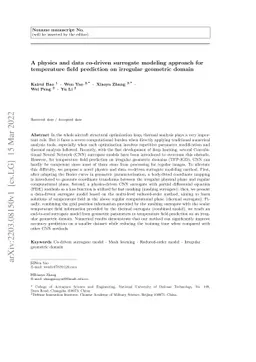 A physics and data co-driven surrogate modeling approach for temperature
  field prediction on irregular geometric domain