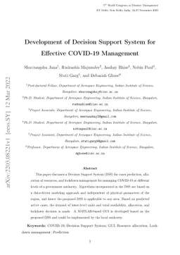 Development of Decision Support System for Effective COVID-19 Management