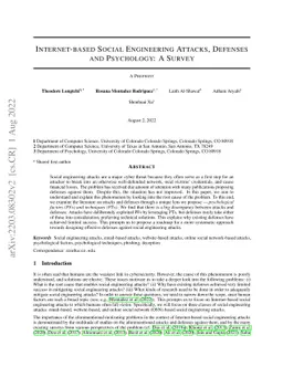 Internet-based Social Engineering Attacks, Defenses and Psychology: A
  Survey