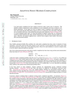 Adaptive Noisy Matrix Completion