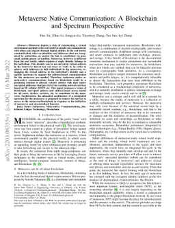 Metaverse Native Communication: A Blockchain and Spectrum Prospective