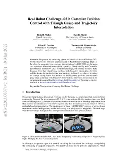 Real Robot Challenge 2021: Cartesian Position Control with Triangle
  Grasp and Trajectory Interpolation