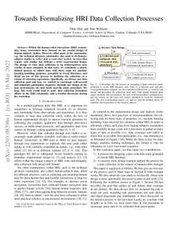 Towards Formalizing HRI Data Collection Processes