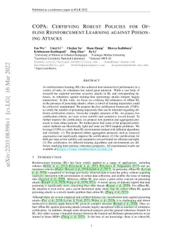 COPA: Certifying Robust Policies for Offline Reinforcement Learning
  against Poisoning Attacks