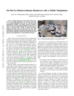 On-The-Go Robot-to-Human Handovers with a Mobile Manipulator
