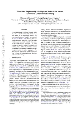 Zero-Shot Dependency Parsing with Worst-Case Aware Automated Curriculum
  Learning