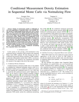 Conditional Measurement Density Estimation in Sequential Monte Carlo via
  Normalizing Flow