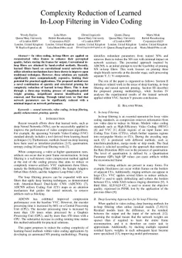 Complexity Reduction of Learned In-Loop Filtering in Video Coding