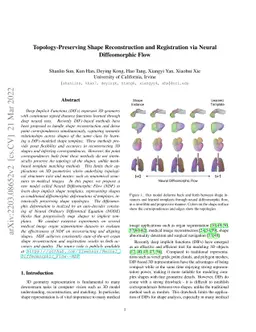 Topology-Preserving Shape Reconstruction and Registration via Neural
  Diffeomorphic Flow